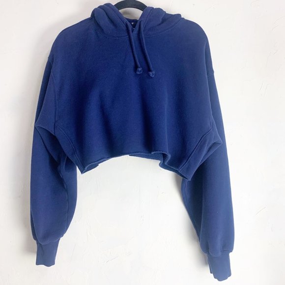Aritzia Sweaters - Aritzia TNA Cozy Fleece Boyfriend Cropped Hoodie Royal Blue Small